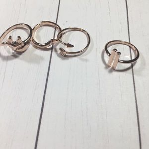 Rose Gold Plated Adjustable Rings 4 PCs